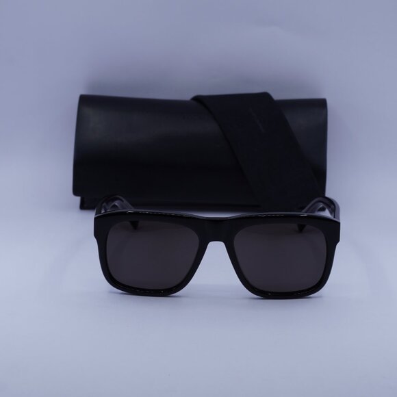 Saint Laurent SL558 003 Square Sunglasses - Black/Transparent Black - Picture 3 of 12